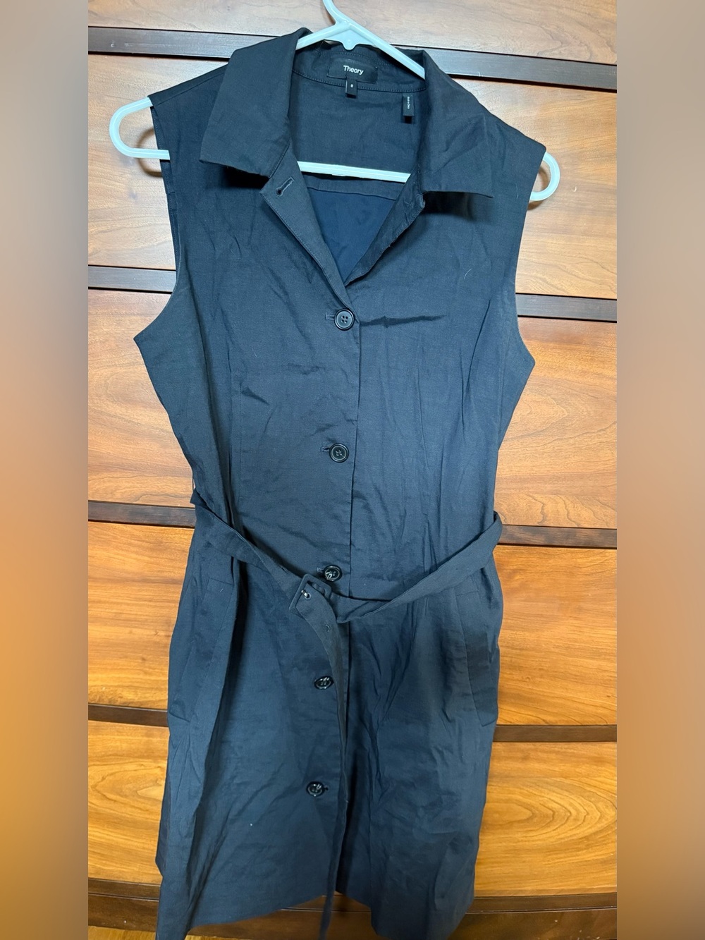 Theory navy "concord" Sleeveless Linen Blend miniDress size 8